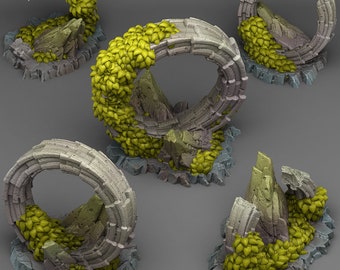 Tabletop miniature figure &quot;Pandora Ruins&quot; for 28 mm scale, available as a set or individually, unpainted ruin for terrain, Grimdark, DnD