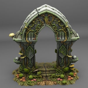 Tabletop miniature figure "Magic Forest Gate" for 28 mm scale, unpainted gate for terrain, diorama, decoration, grimdark, DnD