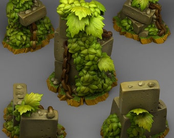 Tabletop miniature figure &quot;Spring Ruins&quot; for 28 mm scale, available in set or individually, unpainted ruin for terrain, DnD, Grimdark, diorama