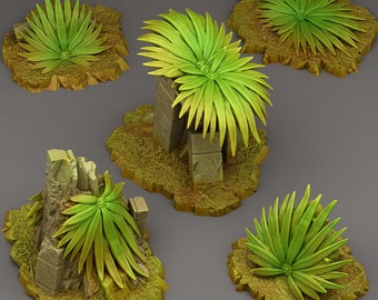 Tabletop Miniatur Figur "Aztec Plant" für 28mm Maßstab, im Set oder einzeln erhältlich, unbemalter Farn für Terrain, Diorama und DnD