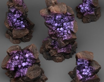 Tabletop miniature figure &quot;Ancient Hidden Crystals&quot; for 28 mm scale, available as a set or individually, unpainted crystals for terrain, diorama