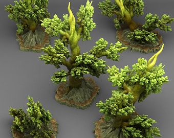 Tabletop miniature figure "Angervine Trees" for 28 mm scale, available in a set or individually, unpainted tree for terrain, diorama, DnD