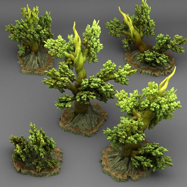 Tabletop miniature figure "Angervine Trees" for 28 mm scale, available in a set or individually, unpainted tree for terrain, diorama, DnD