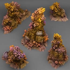 Tabletop Miniatur Figur "Mystical Coral Rocks" für 28mm Maßstab, im Set oder einzeln erhältlich, unbemalte Korallen für Terrain und Diorama