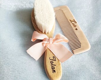 Personalized baby hairbrush & comb with engraved first name