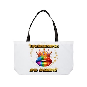 Bunter Kronen-Weekender Tragetasche, Strandtasche, Reisetasche, Geschenk für sie, Inspiration, Accessoire, Muttertag, Geburtstag, Geschenk für lgbtq