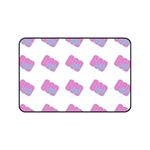 GOD Complex Pattern Desk Mat | Pink Blue Logo Mouse Pad