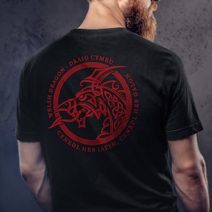 Camiseta de algodón pesado unisex Welsh Cymru Dragon Head de www.thewestshore.co.uk