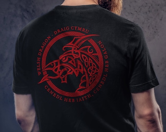 Welsh Cymru Dragon Head Unisex Heavy Cotton Tee by www.thewestshore.co.uk