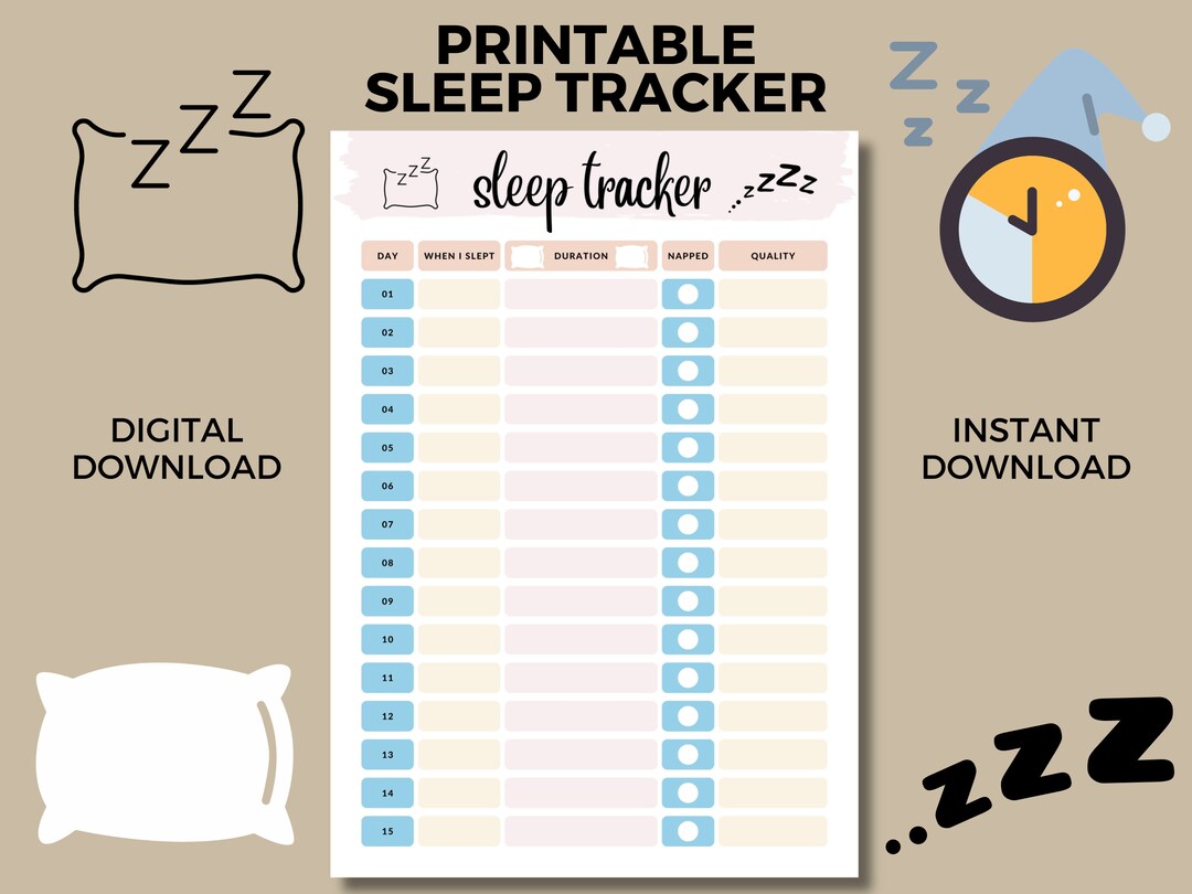 Printable Sleep Tracker Insomnia Tracker Bedtime Tracker Etsy