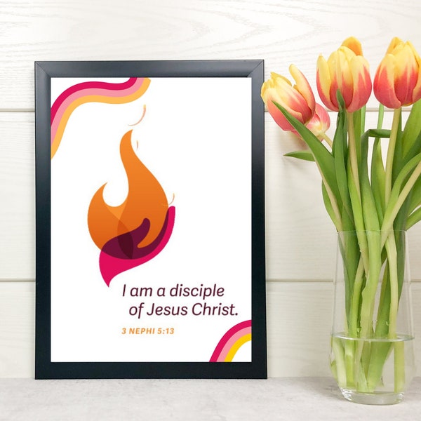 2024 LDS Youth Theme logo, I am a Disciple of Jesus Christ, 3 Nephi 5:13,  Young Men Young Women Theme, Digital download, Printable LDS Art
