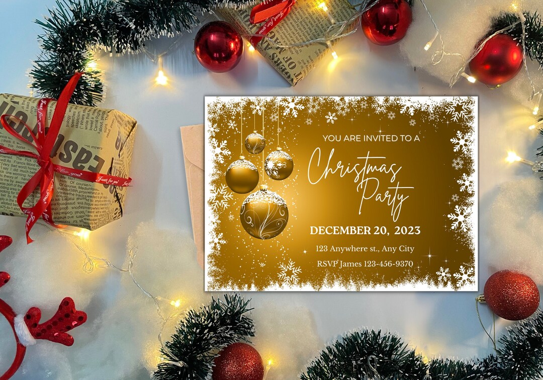 Digital Christmas Party Invitation, Editable Christmas Party Invitation