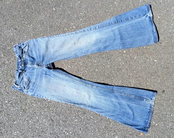 RARE 70s Levi's 684 Bell Bottom Jeans: Slim Fit, Orange Tab, TAGGED 32x36, ACTUAL 29x34"