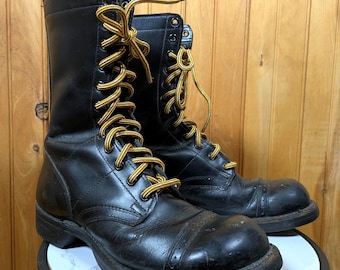 Men's 9 Wide 70s US Army Combat Boots / Military Zig Zag Sole