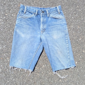 RARE 60s Levi's 646 Jean Shorts: Slim Bum Hugging Fit, Faded Long Denim Shorts/Jorts ,SCOVILL Gardloc Zipper, Orange Tab ACTUAL 27/28x11"
