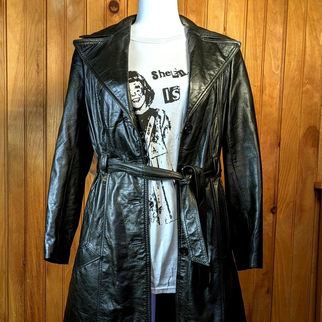 ジャケット・アウター noill vintage long leather trench coat Vintage Black Leather Trench Coat. Originally Women Size S
