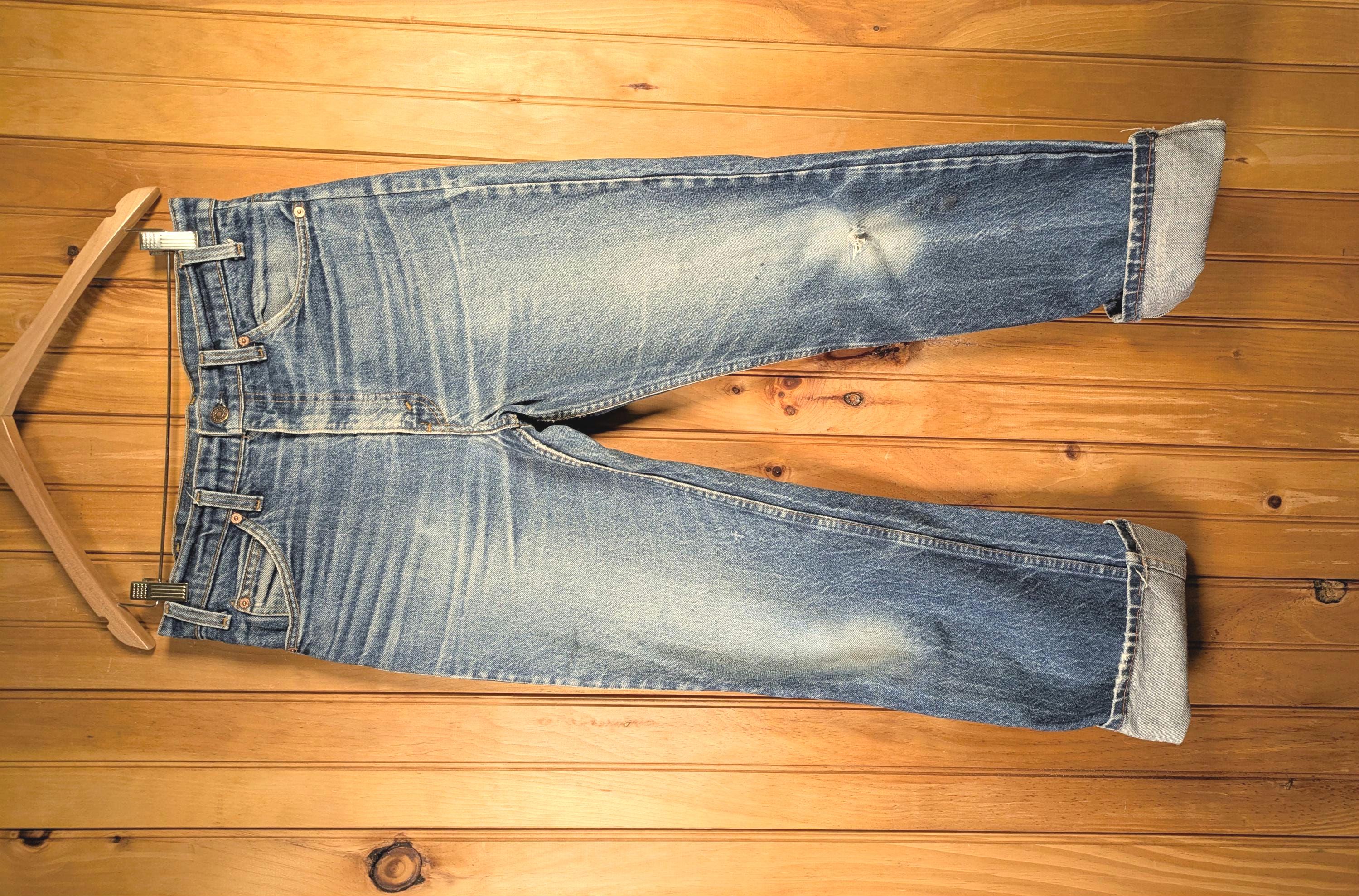 Size 28/29 Vintage 90s Levi's 517 Jeans/ GORGEOUS FADE & Slim Fit/ Bootcut/ Distress/ Killer 1990's Levi's Orange Tab 32x30.5"