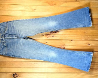 60s Vintage Levi's 646 Flared Jeans - Slim Fit, Made In USA, Orange Tab, Actual 27x31.75"