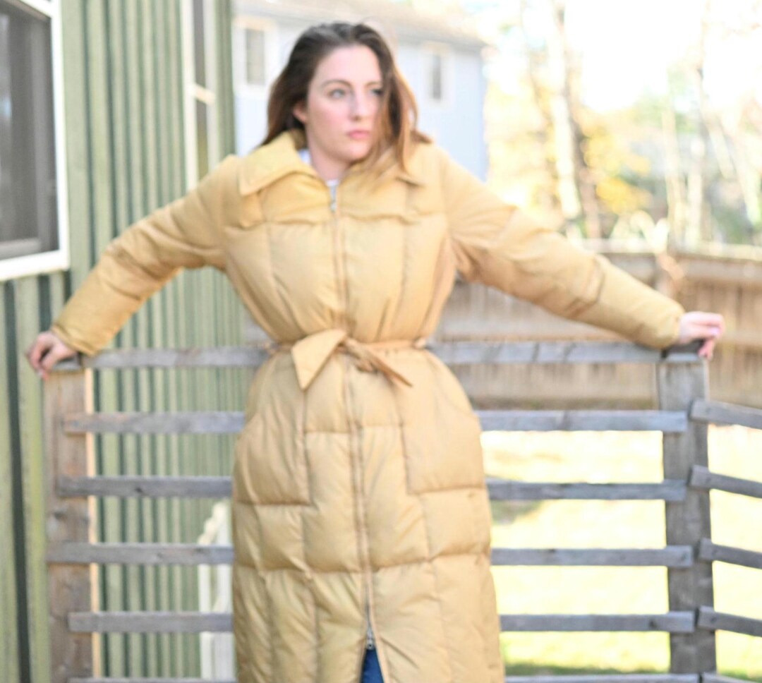 70’s Tan Puffy Puffer Coat Lined Zip Snap Winter L by Upstream Premium Division main image 0