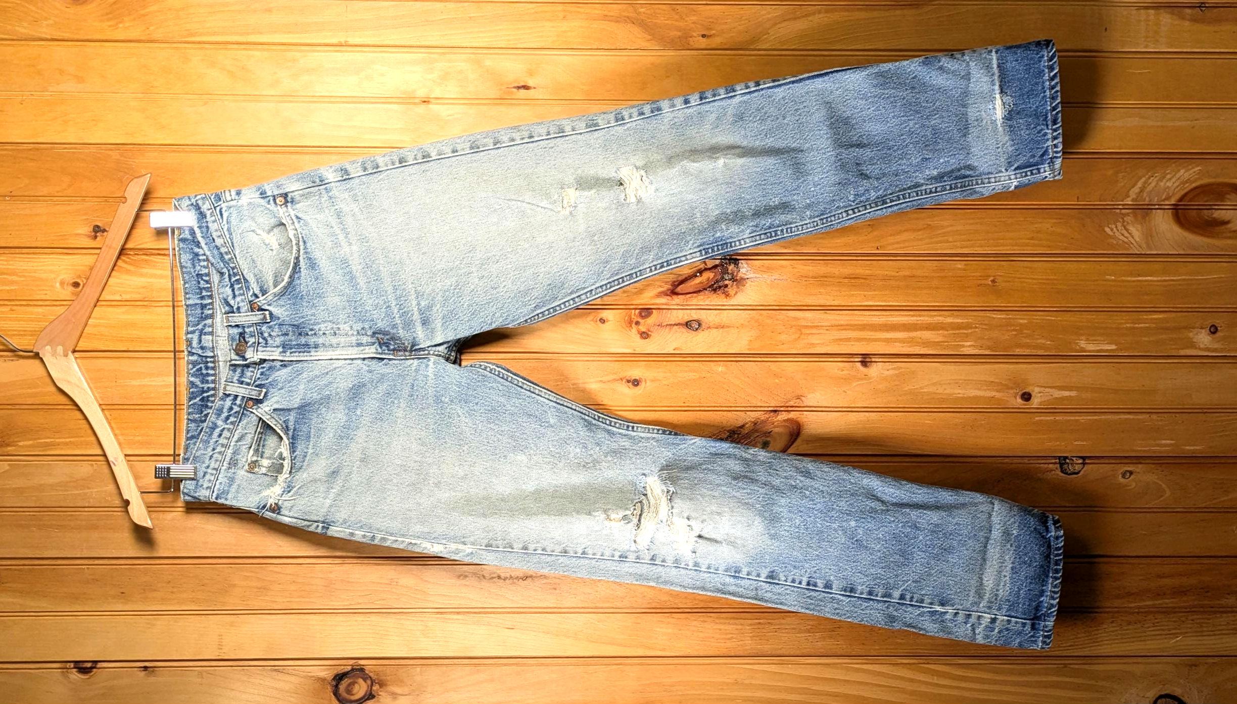 80's Vintage Levi's 505 Jeans/ Faded, Ripped Frayed/ Size 26/27