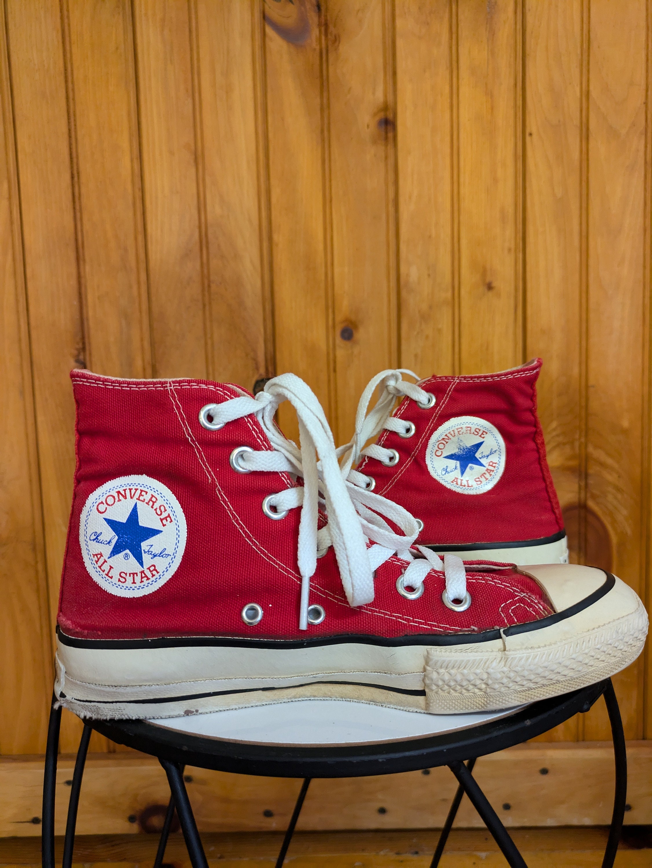 Vintage 70s 80s Red Converse All Star High Top Sneakers/ Converse 