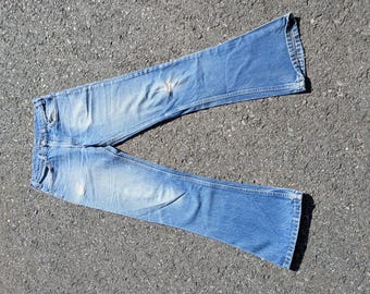 1970s Levi's 646 Flared- Faded, Slim Fit, Orange Tab, TAGGED 31x34", ACTUAL 29.5x31.75"