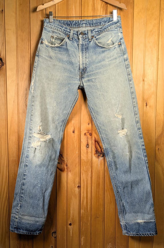 80's Vintage Levi's 505 Jeans/ Faded, Ripped Frayed/ Size 26/27