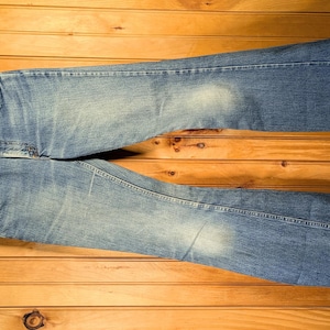 Size 25/26 STUNNING Vintage 70&#39;s Levi&#39;s 684 Bell Bottom Jeans/ FADED Slim Fit/ 1970&#39;s Mid Rise Flared Levi&#39;s Orange Tab 28.5x31.75&quot;