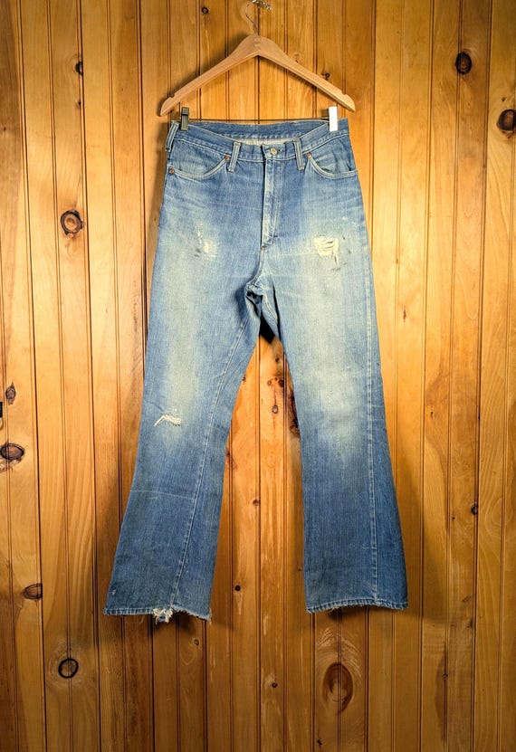 60s 70s JC Penney Ranchcraft Jeans, FLARED Distressed: Actual 30.5