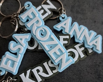 Llavero con nombre con temática de Frozen (personalizado)