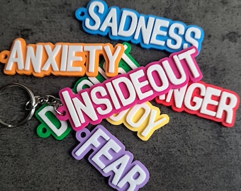 Llavero con nombre con temática de Inside Out (personalizado)