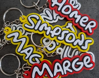 Llavero con nombre con temática de Los Simpson (personalizado)
