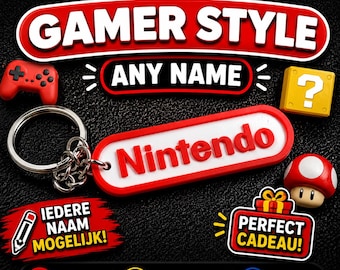 Llavero con nombre de Nintendo | Llavero personalizado | Cualquier nombre es posible | Regalo para gamers | Colgante para mochila | Etiqueta para mochila escolar