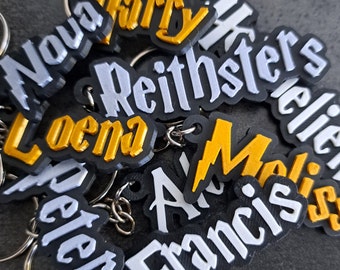 Llavero con nombre con temática de Harry Potter (personalizado)