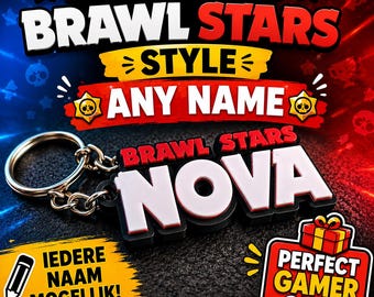 Brawl Stars-tema namnnyckelring | Personlig present | Namnhänge | Gamertillbehör | Skolväska-nyckelring