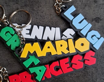 Super Mario Motiv-Namens-Schlüsselanhänger (personalisiert)