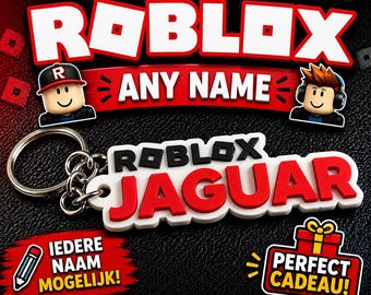 Llavero personalizado de Roblox v2 | Llavero con nombre | Regalo para gamers | Colgante para mochila | Etiqueta de nombre de Roblox