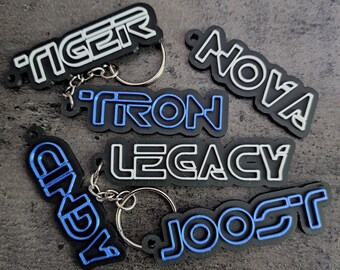 Llavero con nombre personalizado con temática de TRON