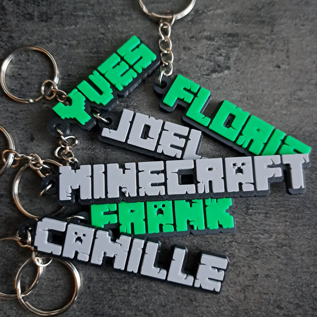 Minecraft Theme Name Keychain personalized - Etsy