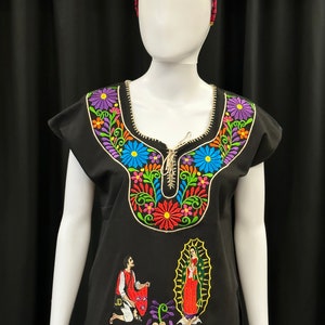 Girl&#39;s Mexican Embroidered Virgen de Guadalupe Top