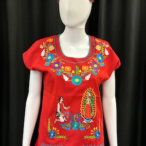Girl&#39;s Mexican Embroidered Virgen de Guadalupe Top