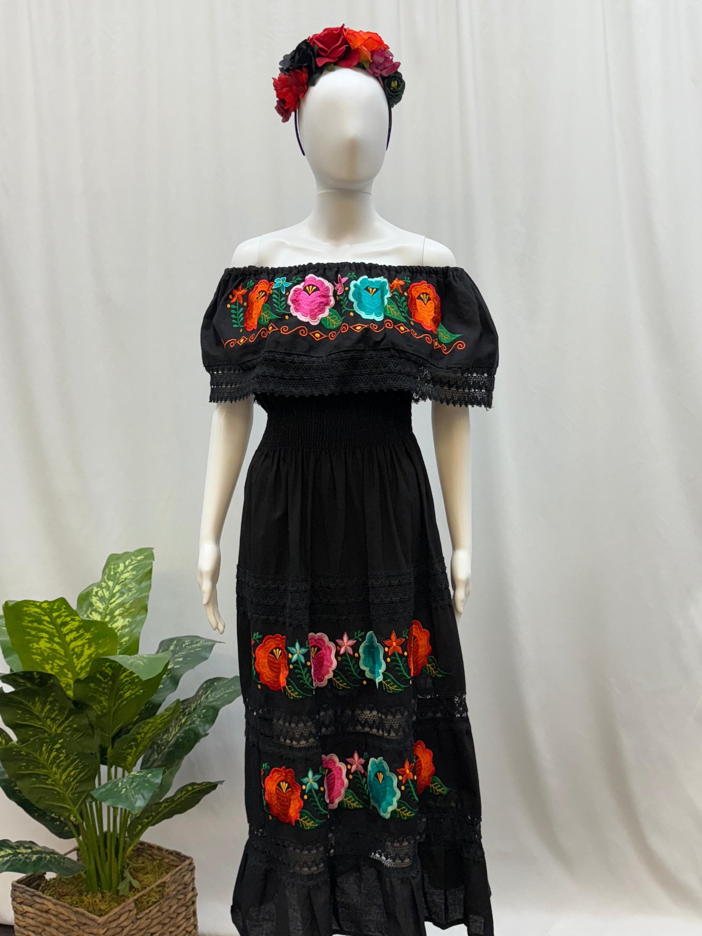 Traditional Long Mexican Dress - Etsy