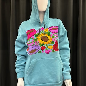 Felpa con cappuccio da donna con girasole messicano ricamato
