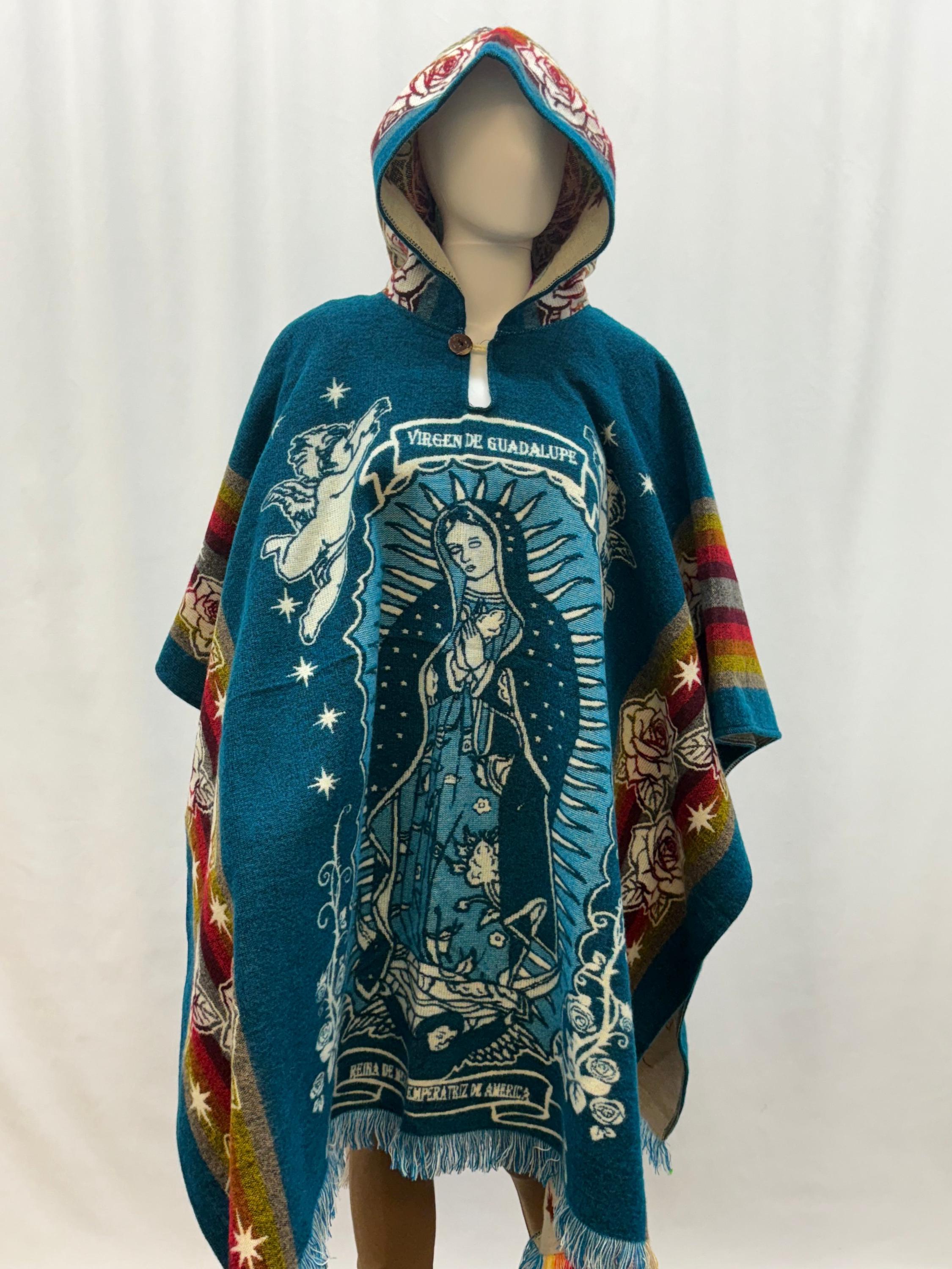 Women's Virgin of Guadalupe Alpaca Wool Hooded Poncho