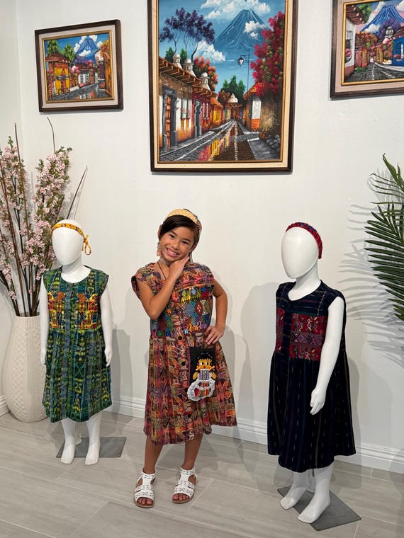 Guatemalan Girl Handwoven Textile Dress Guatemalan Girl Handwoven Textile Dress