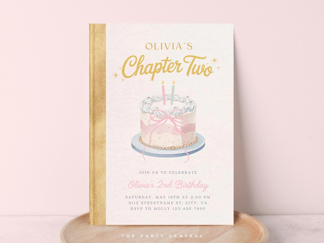 Chapter Two Book Birthday Invitation, Second Chapter Invite, Storybook ...
