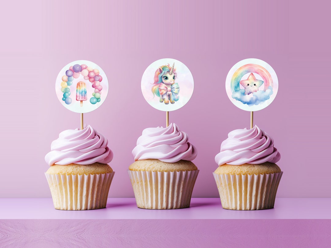 Unicorn Cupcake Toppers Printable, Unicorn Cupcake Toppers Download ...