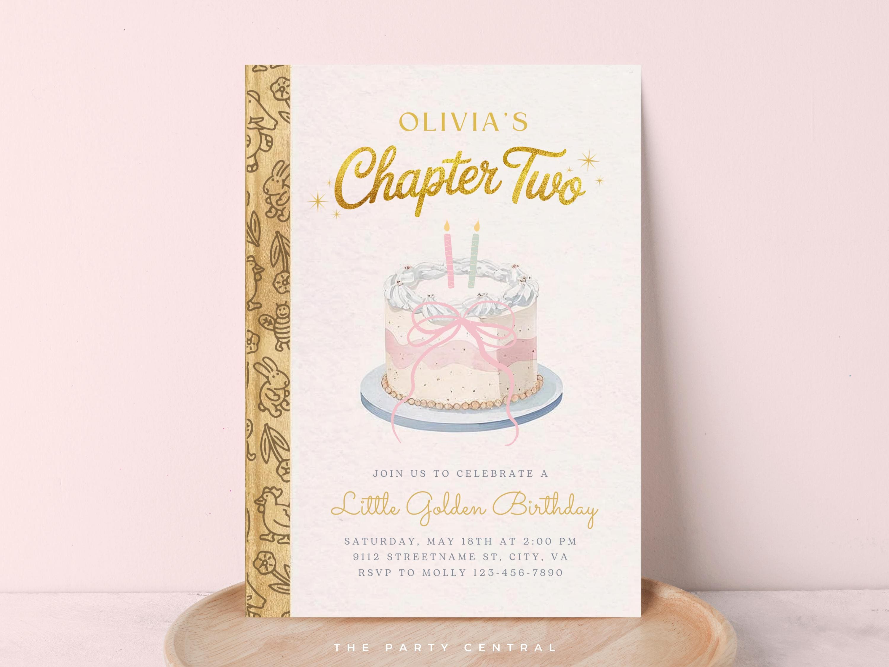 Girl Little Golden Book Invitation, Chapter Two Birthday, Book Themed ...