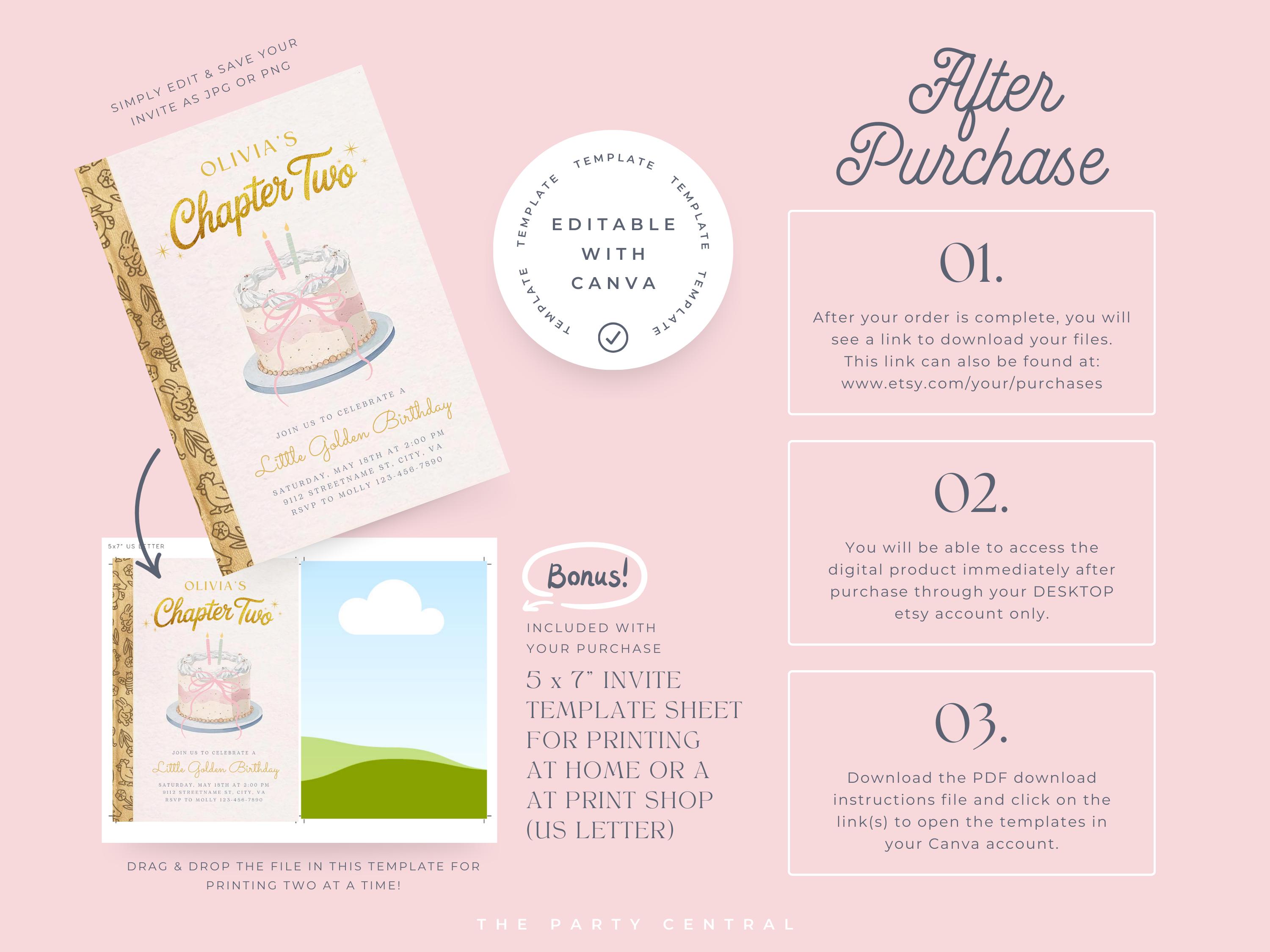 Girl Little Golden Book Invitation, Chapter Two Birthday, Book Themed ...
