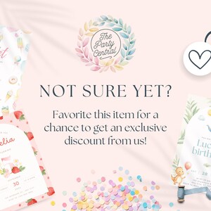 May include: Three printable birthday party invitations with watercolor designs. The first invitation features a sweet theme with a pink and white color scheme. The second invitation features a strawberry theme with a pink and green color scheme. The third invitation features a dinosaur theme with a blue and green color scheme.